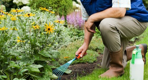 Trainer demonstrating safe hedge trimmer use to staff during a workshop